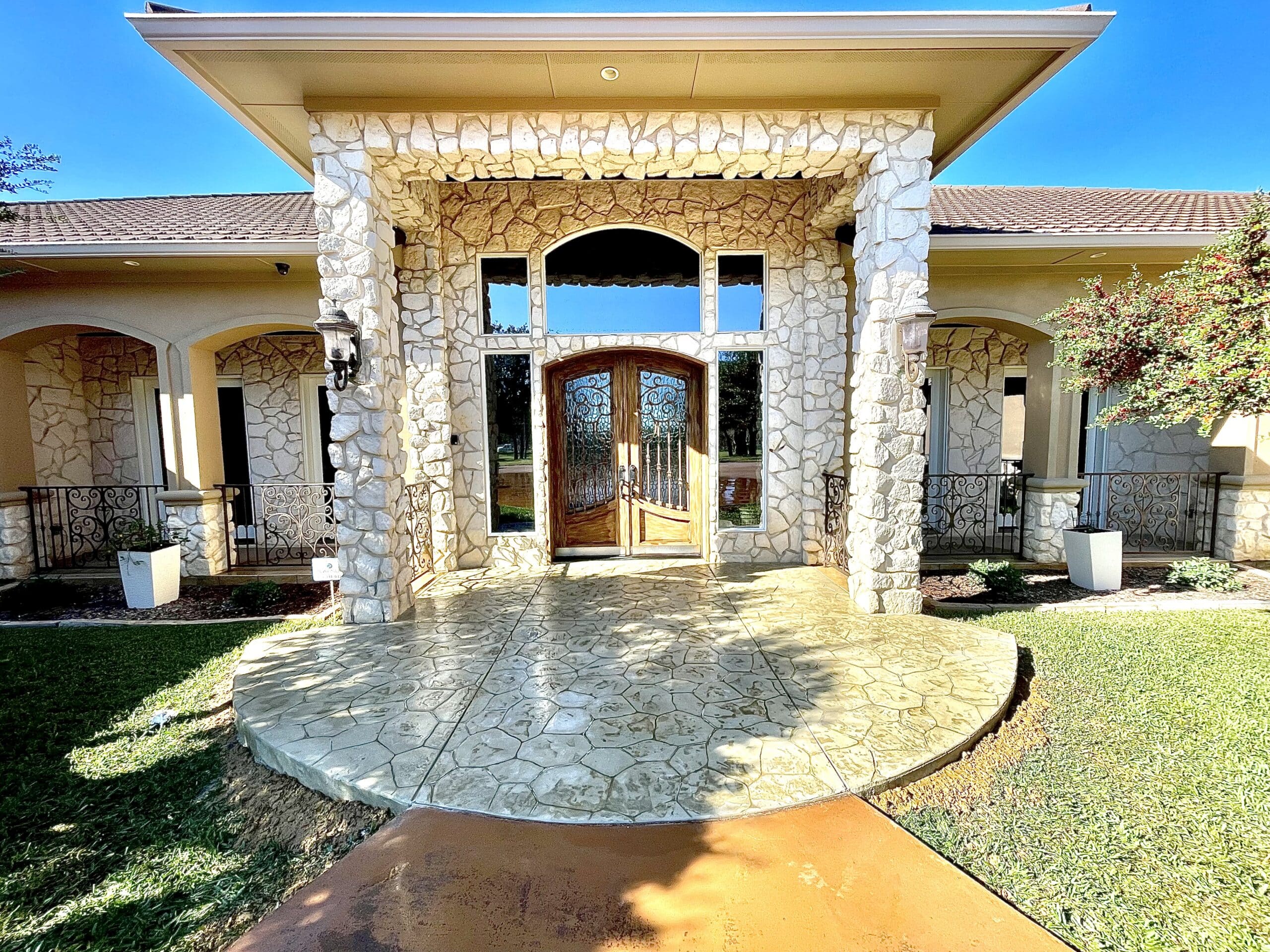Decorative stamped concrete entrance